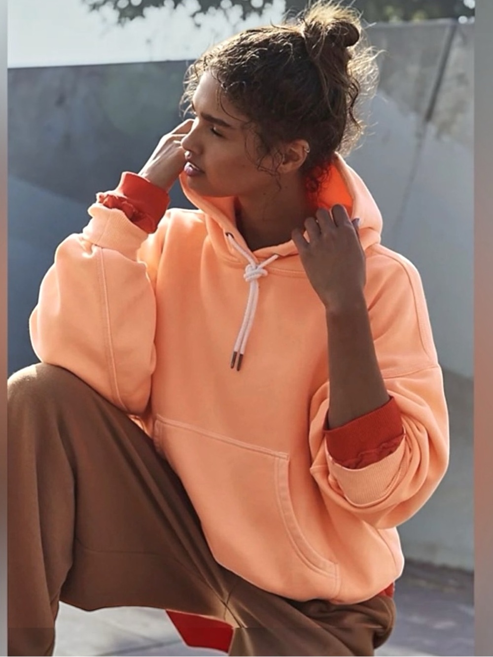 NWT Free People x FP Movement Final Call Hoodie in Pastel Peach